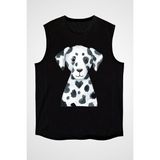 Darkhane Yavru Dalmaçyalı Siyah Unisex Kolsuz Tişört Kesik Kol T-Shirt - 001-Siyah - XL