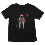 Darkhane Yeni Yıl Hediyesi Veren Astronot Siyah Unisex Çocuk Tişört T-Shirt - 001-Siyah - 11 - 12 Yaş