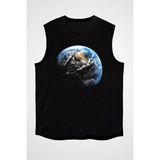 Darkhane Yer Yüzü Siyah Unisex Kolsuz Tişört Kesik Kol T-Shirt - 001-Siyah