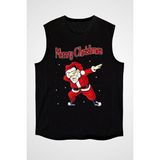 Darkhane Yılbaşı Noel Baba Siyah Unisex Kolsuz Tişört Kesik Kol T-Shirt - 001-Siyah - 2XL