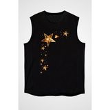 Darkhane Yıldız Siyah Unisex Kolsuz Tişört Kesik Kol T-Shirt - 001-Siyah - M