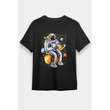 Darkhane Yıldız Tutan Balıkçı Astronot Siyah Unisex Tişört T-Shirt - 001-Siyah - 2XL