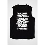 Darkhane Yunus Balığı Siyah Unisex Kolsuz Tişört Kesik Kol T-Shirt - 001-Siyah