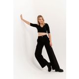Darkly Jeans Kadın Siyah Yüksek Bel Kargo Wide Leg Jean