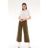 Darkly Jeans Kadın Süper Yüksek Bel Haki Dikişsiz Fit Pantolon