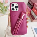 Darkom Iphone 12 / 12 Pro Uyumlu Düz Renkli Lip Case Ruj Bölmeli Rujlu Kılıf - Kahverengi