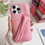 Darkom Iphone 15 Uyumlu Düz Renkli Lip Case Ruj Bölmeli Rujlu Kılıf - Kahverengi