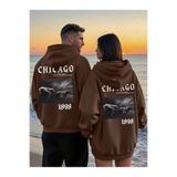 darkopia Sevgili Çift Kombini Chicago Eller SIRT Baskılı Tasarım Kapüşonlu Sweatshirt 2li Set Takım