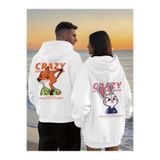 darkopia Sevgili Çift Kombini Zootopia Crazy Sırt Baskılı Tasarım Kapüşonlu Sweatshirt 2li Set Takım