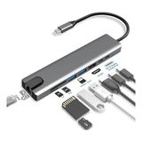 DarkSent 8 In 1 Ethernet Sd USB Type C Hub HDMI Girişli Macbook Çevirici
