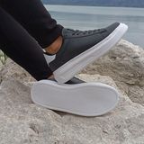Darkstep 156 Siyah-Beyaz Fuspetli Sneaker Düz Taban Spor Ayakkabı - Siyah - Beyaz