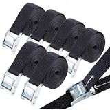 Darkyoun Germe kayışı, kısa bağlama kayışı, kelepçeli kilitli, siyah, yaylı kilit, 6 x 1 m, sabitleme kemeri, bisiklet, germe kemeri, bagaj taşıyıcı, motosiklet, bisiklet taşıyıcı, bagaj, kamp için