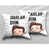 Darlan Dum Iki Adet Iki Tarafı Baskılı Yıkanabilir Yastık Kırlent Kılıfı - Krem - 43x43