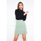 Darlin Moda Kadın Açık Yeşil Yandan Yırtmaçlı Mini Etek DM2008 - 42