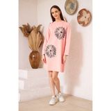 Darlin Moda Kadın Pudra Baskılı Düğme Detaylı Tunik Dm60346