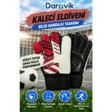 Darovik Kaleci Eldiveni Bilek Bandajlı Eldiven Yetişkin ve Çocuk Futbol Eldiveni - Kırmızı - 8