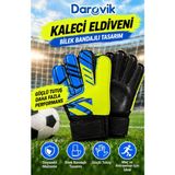 Darovik Kaleci Eldiveni Bilek Bandajlı Eldiven Yetişkin ve Çocuk Futbol Eldiveni - Mavi - 8