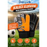 Darovik Kaleci Eldiveni Bilek Bandajlı Eldiven Yetişkin ve Çocuk Futbol Eldiveni - Turuncu - 6