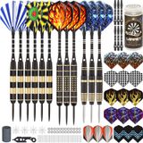 Dart Metal Uç Seti - Dart Çelik Uç Seti Profesyonel, 20 Gram, 24 Gram ve 26 Gram Metal Uçlu Dart Alüminyum Şaftlı Dart Ucu, Pirinç Fıçı, Ekstra Dart Uçları, Kalemtıraş Alet Kiti, Taşıma Çantası