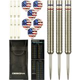 Dartfellas 24 g%90 Tungsten Amerikan Bayrağı Yıldızlar ve Çizgiler Patriot X Çelik Uçlu Dart Seti, Kırmızı Beyaz ve Mavi, Uçlar ve Şaftlar Dahil (her biri 2 Set), Seyahat Çantası, 24 Gram