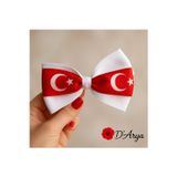 Darya Dd2304 Türk Bayraklı Fiyonk Saç Tokası (8 Cm) Kırmızı Beyaz