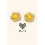 Darya Dd511 El Örgüsü Bebek Bej Sarı Çiçekli Pens Klips Saç Tokası (2’Li Set) Kız Çocuk