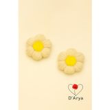 Darya Dd513 El Örgüsü Bebek Krem Sarı Çiçekli Pens Klips Saç Tokası (2’Li Set) Kız Çocuk