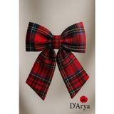 Darya Dd518 Kırmızı Ekose Fiyonk Saç Tokası (10 Cm)