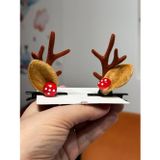Darya DD596 Kahverengi Geyik Boynuzlu Mantar Detaylı Yılbaşı Saç Tokası (8 cm) Christmas Hairband