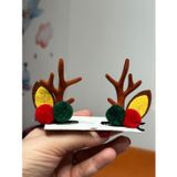 Darya DD597 Geyik Boynuzlu Yılbaşı Saç Tokası (Kırmızı-Yeşil-Kahverengi) Christmas Hairband
