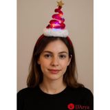 Darya DD601 LED Işıklı Yılbaşı Çam Ağacı Taç (Kırmızı) Chirstmas Hairband