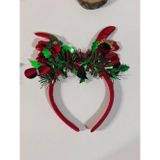 Darya DD603 Kırmızı Geyik Boynuzu Yılbaşı Taç (Kırmızı-Yeşil Detaylı) Christmas Hairband