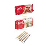 Das Beyaz Kahve Seramik Kili 500 gr Modelaj Kalemi Ebeşuar 5 Li Ahşap Set H.s DAS BEYAZ-KAHVE-MODELAJ SET