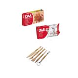 Das Beyaz+kahve Seramik Kili 500 Gr+ Modelaj Kalemi Ebeşuar 5 Li Ahşap Set h.s