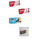 Das Collectıon Beyaz Seramik Kil Hamuru 2x500 gr Ve Lets 12 Renk Guaj Boya Seti H.s