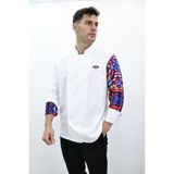 Das Uniform Uzun Kollu Desenli Şef gömlek Aşçı Kıyafeti Chef Aşçı Forması