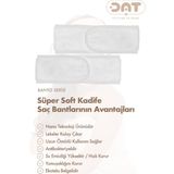 Dat35 2li Havlu Saç Bandı Cırt Bantlı Pamuklu Süper Soft Kadife Sporcu Spa Spor Yoga Makyaj Saç Kafa Bandı - Beyaz - S - L