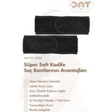 Dat35 2li Havlu Saç Bandı Cırt Bantlı Pamuklu Süper Soft Kadife Sporcu Spa Spor Yoga Makyaj Saç Kafa Bandı - Siyah - S - L