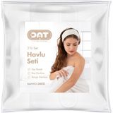 Dat35 3lü Havlu Seti Banyo Boy Havlusu Saç Havlusu Saç Bonesi Yumuşak Super Soft Doku Ekonomik Çeyiz Paket - Beyaz - S - L