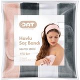 Dat35 4lü Havlu Saç Bandı Seti Cırt Bantlı Süper Soft Kadife Sporcu Spor Spa Yoga Makyaj Saç Kafa Bandı - Çok Renkli - S - L