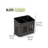 Data Store Baco Çatal Bıçak Sepeti, Siyah Açık Hava Mutfak Sepeti, Çatal Bıçak Takımı Için Siyah Toz Kaplamalı Metalden Yapılmıştır, 16 x 13,5 x 9 cm
