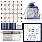 Datanly 50 Set Bebek Duş Mumu, 50 Adet Ay Yıldızı Organze Torba ve 50 Adet Küçük Yıldız Teşekkür Etiketleri Bebek Cinsiyet Gösterimi için Parti Hediyeleri (Koyu Mavi)