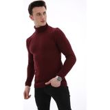 Datatek Boğazlı Kalın Kışlık Erkek Günlük Triko Kazak - Bordo - XL
