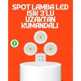 Datatek Kablosuz 3 Lü Spot LED Lamba Seti Uzaktan Kumandalı Enerji Tasarruflu Aydınlatma - Lisinya