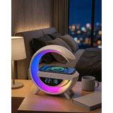 Datatek Kablosuz Şarjlı LED Işıklı Masa Saati Bluetooth Hoparlör Alarm Fonksiyonlu