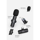 Datatek Kablosuz Yaka Mikrofonu Usb-C ve Lightning Adaptörlü Telefon Uyumlu Kompakt Ses Kiti