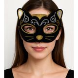 Datatek Kadife Dokulu Simli Kedi Maskesi Altın Gümüş Detaylı