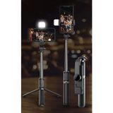 Datatek LED Işıklı Selfie Çubuğu Bluetooth Kumandalı Kablosuz Tripot Selfie Monopod Selfie Stick Siyah