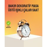 Datatek Retro Tarz Bronz Dekoratif Masa Saati Metal Gövde Yüksek Sesli Alarm