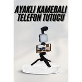 Datatek Telefon Tutucu LED Işıklı Kumandalı Mikrofon Telefon Vlog Video Kayıt